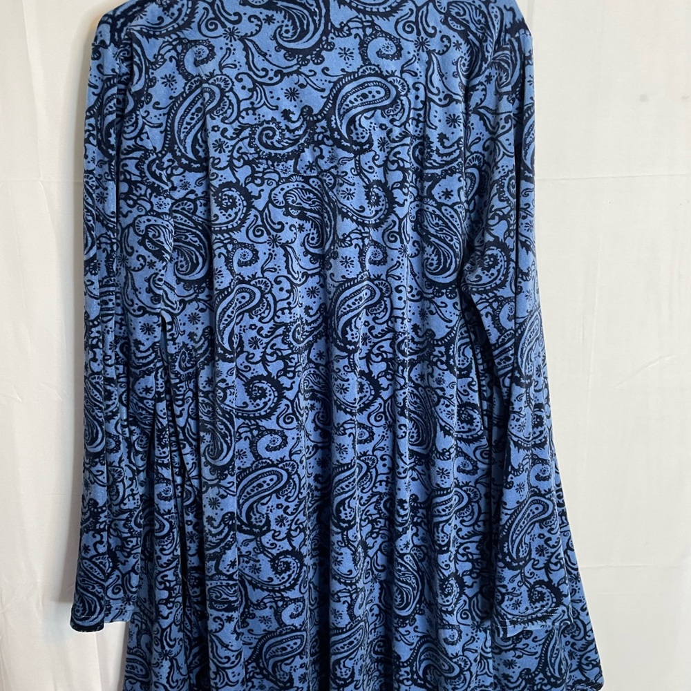 Carole Hochman Womens Size Large Open Front Cardigan Style Robe Blue Black 5649 - Picture 8 of 8